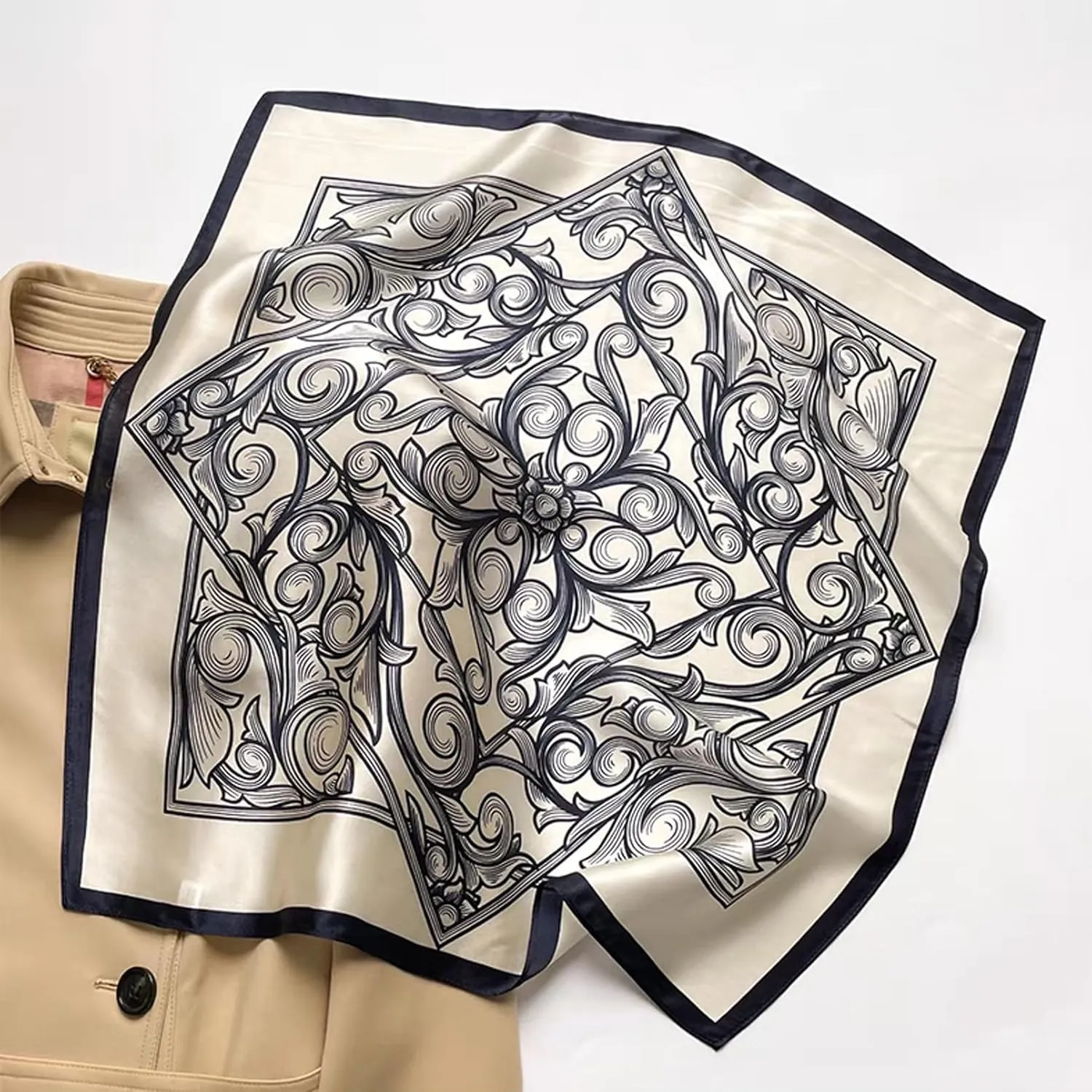 Aufeel Women's 100% Pure Mulberry Silk Small Square Scarf - Neckerchief Women - Silk Headscarf - 21" x 21"