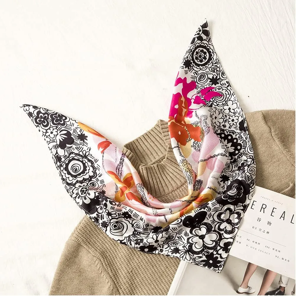 Aufeel Women's 100% Pure Mulberry Silk Small Square Scarf - Neckerchief Women - Silk Headscarf - 21" x 21"