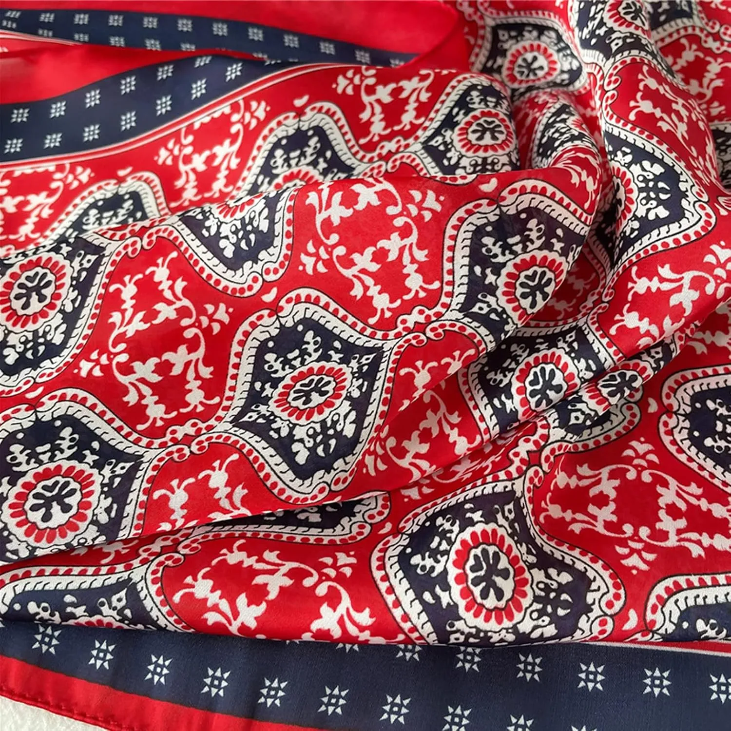 Aufeel Women's 100% Pure Mulberry Silk Small Square Scarf - Neckerchief Women - Silk Headscarf - 21" x 21"