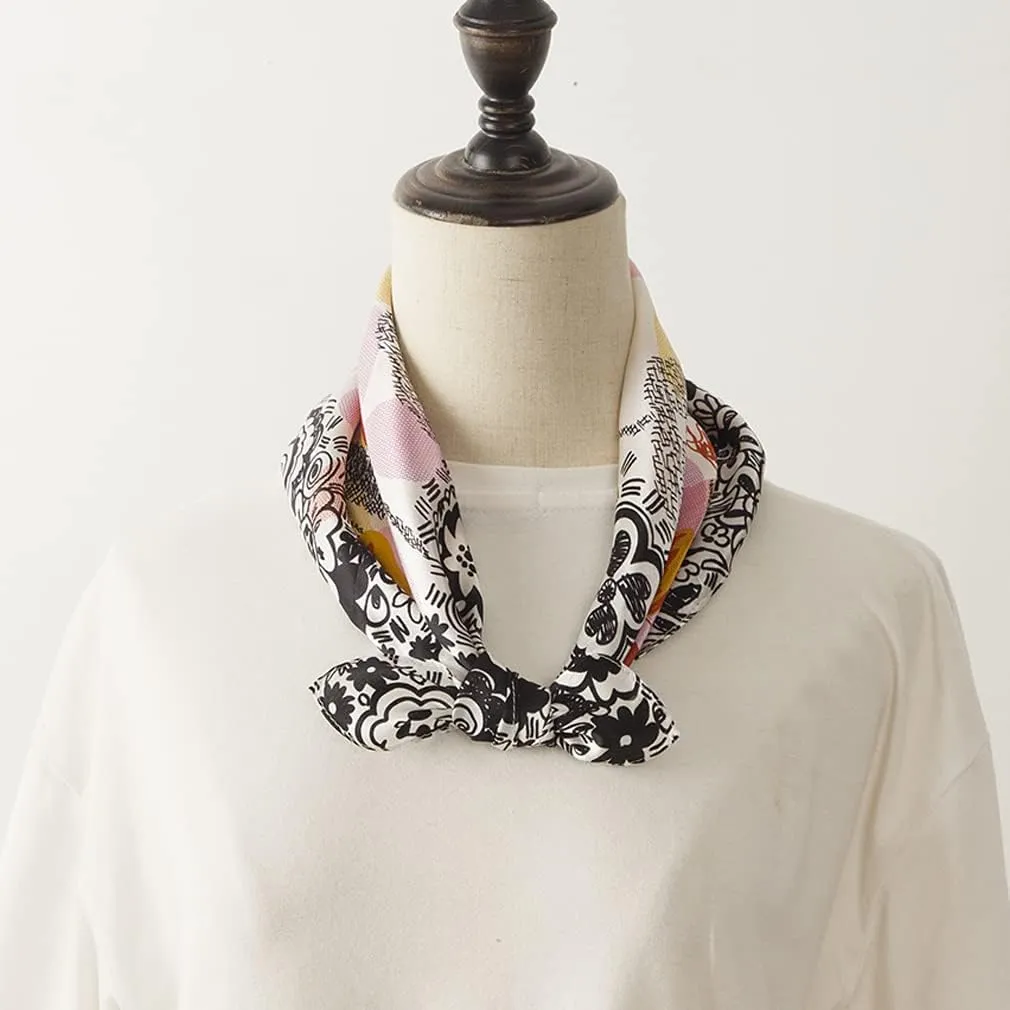 Aufeel Women's 100% Pure Mulberry Silk Small Square Scarf - Neckerchief Women - Silk Headscarf - 21" x 21"
