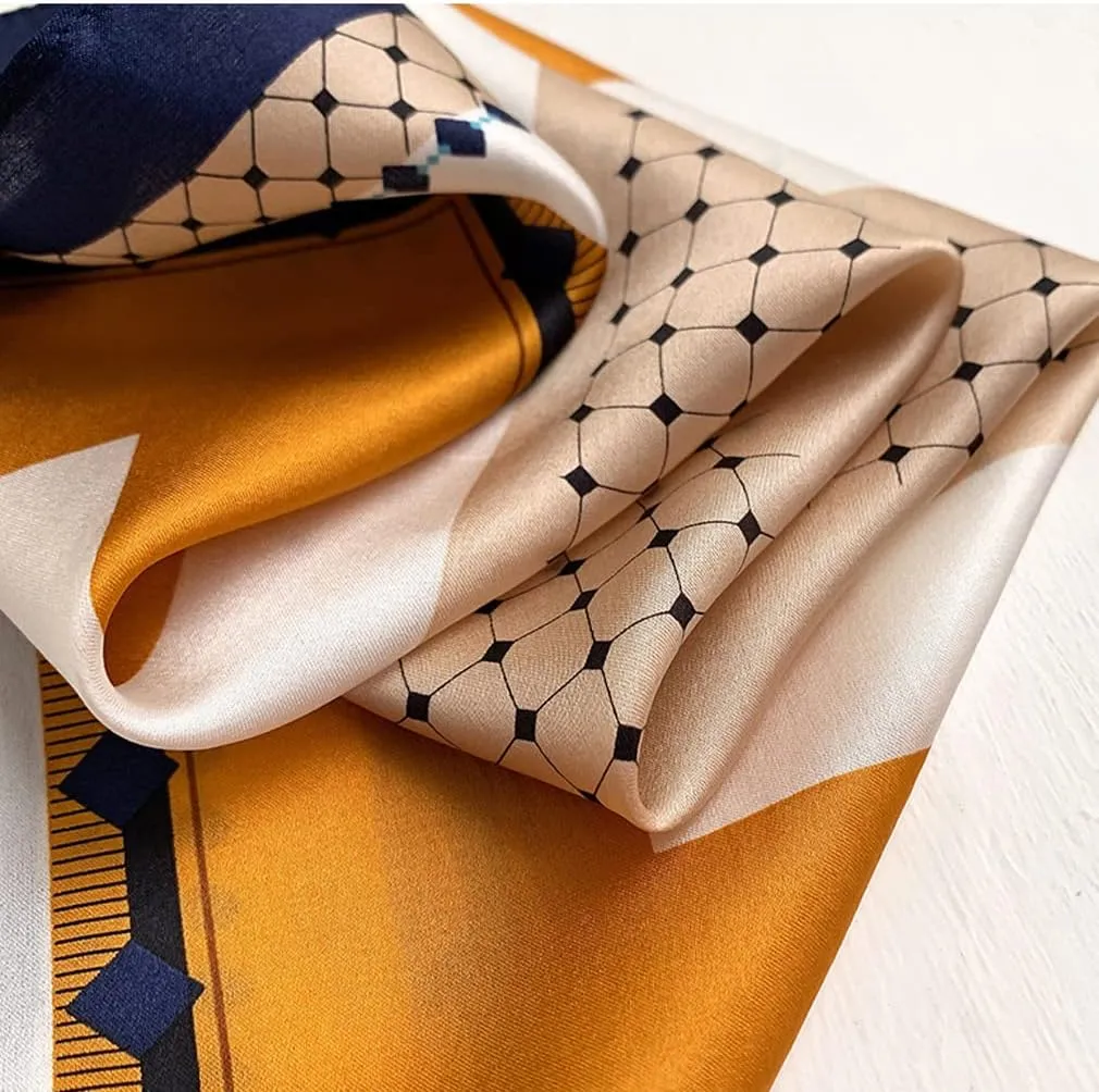 Aufeel Women's 100% Pure Mulberry Silk Small Square Scarf - Neckerchief Women - Silk Headscarf - 21" x 21"