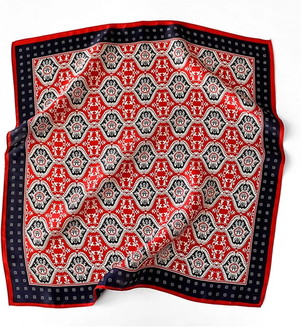 Aufeel Women's 100% Pure Mulberry Silk Small Square Scarf - Neckerchief Women - Silk Headscarf - 21" x 21"