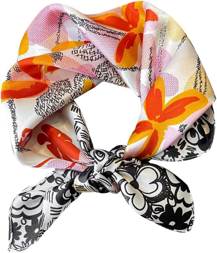 Aufeel Women's 100% Pure Mulberry Silk Small Square Scarf - Neckerchief Women - Silk Headscarf - 21" x 21"