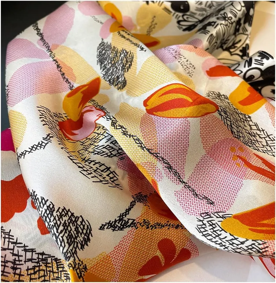 Aufeel Women's 100% Pure Mulberry Silk Small Square Scarf - Neckerchief Women - Silk Headscarf - 21" x 21"