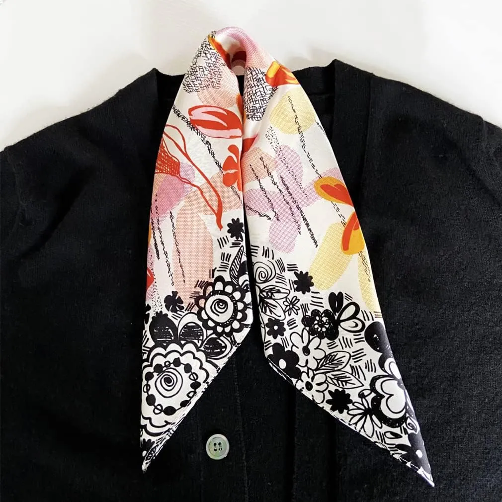 Aufeel Women's 100% Pure Mulberry Silk Small Square Scarf - Neckerchief Women - Silk Headscarf - 21" x 21"