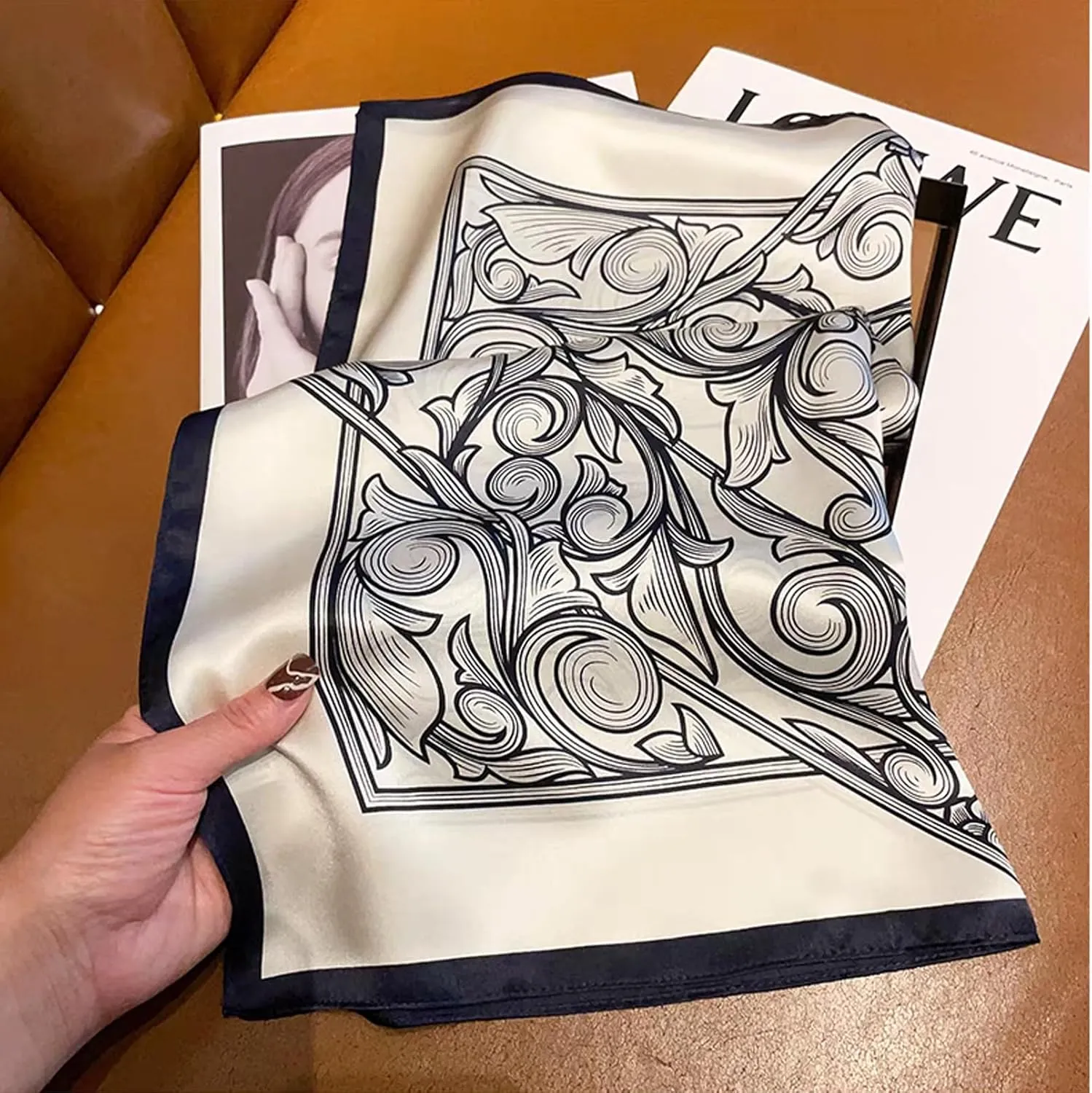 Aufeel Women's 100% Pure Mulberry Silk Small Square Scarf - Neckerchief Women - Silk Headscarf - 21" x 21"