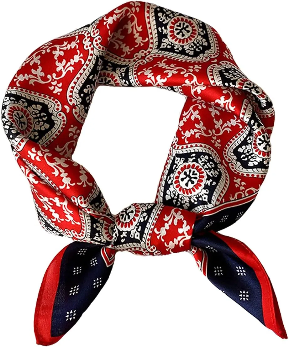 Aufeel Women's 100% Pure Mulberry Silk Small Square Scarf - Neckerchief Women - Silk Headscarf - 21" x 21"