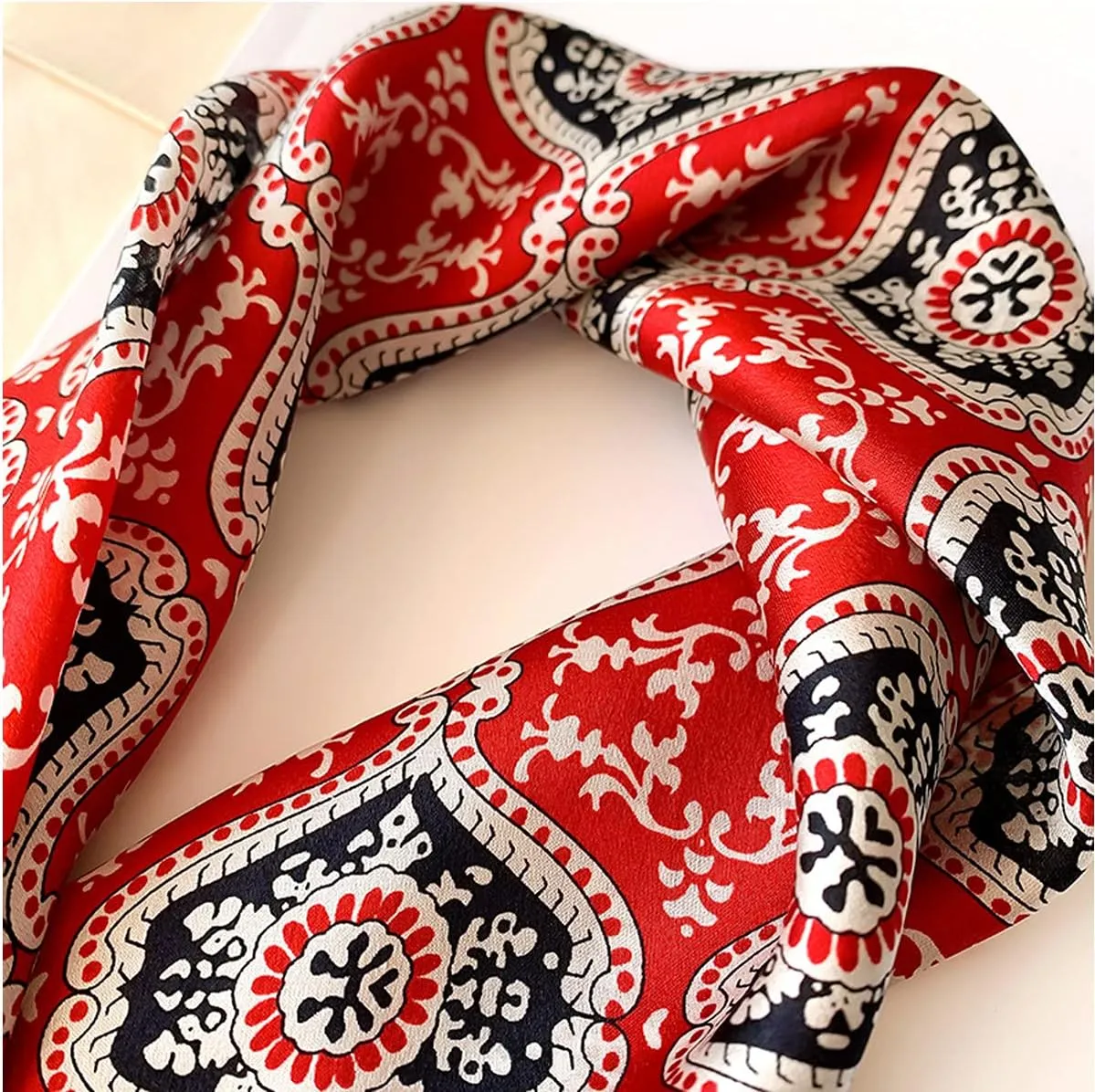 Aufeel Women's 100% Pure Mulberry Silk Small Square Scarf - Neckerchief Women - Silk Headscarf - 21" x 21"