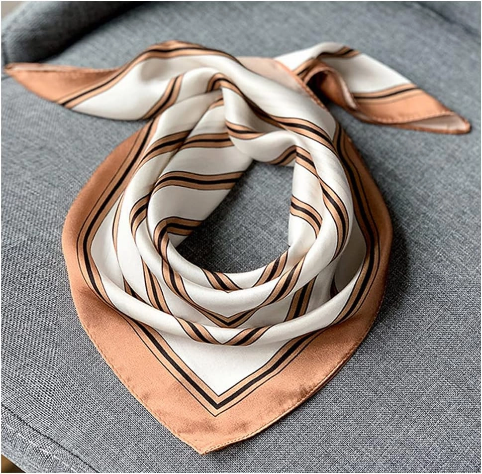 Aufeel 100% Real Mulberry Silk Women Small Square Neck Scarfs 21" Lightweight Headscarf Printed Neckerchief Gift Packed