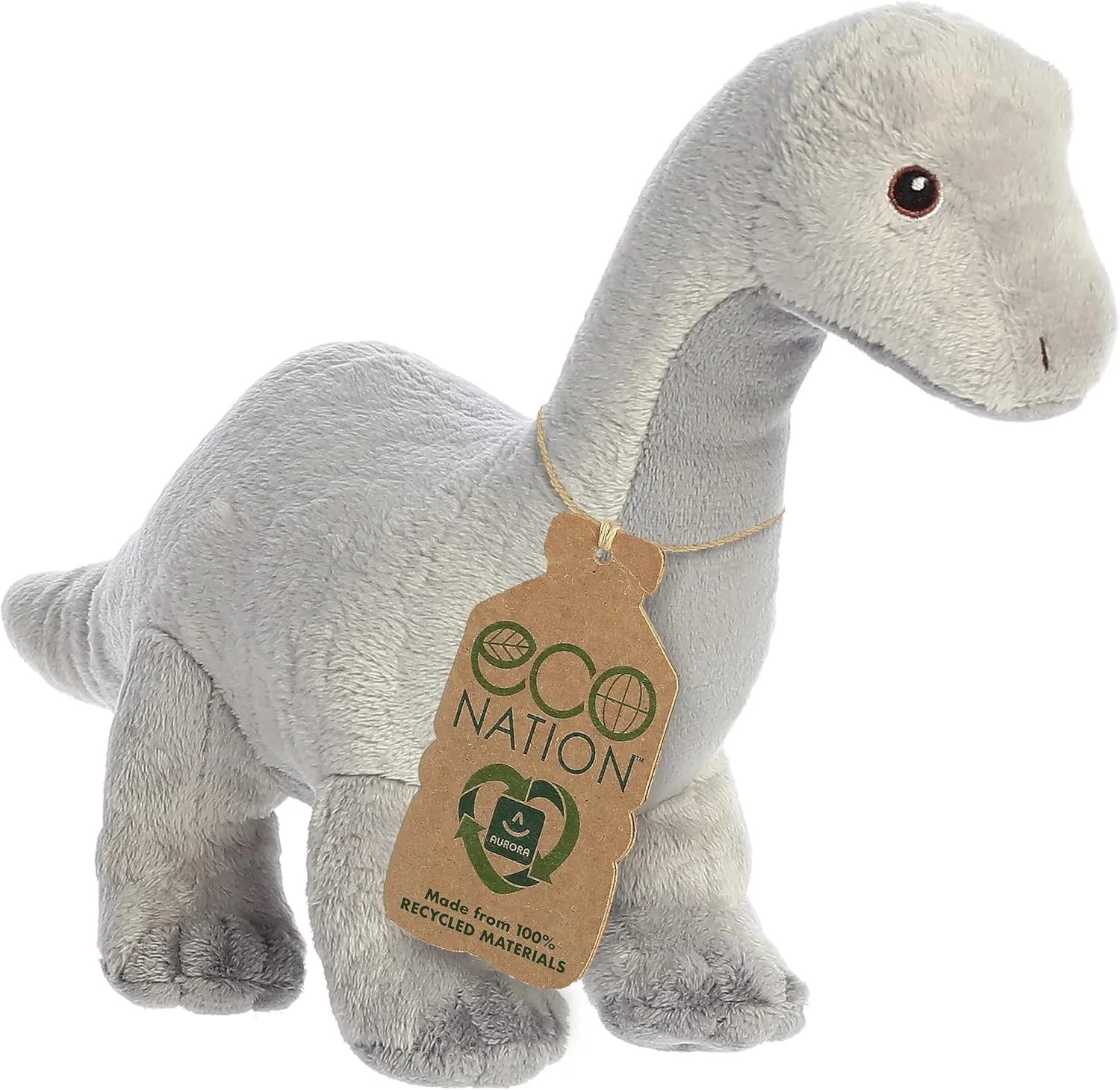 Aurora® Eco-Friendly Eco Nation™ Brachiosaurus Stuffed Animal - Environmental Consciousness - Recycled Materials - Gray 13.5 Inches