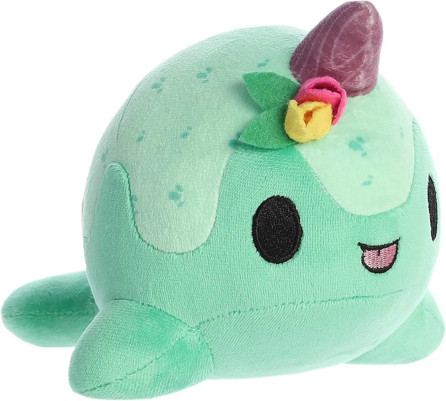 Aurora® Enchanting Tasty Peach® Tulip Nomwhal Stuffed Animal - Bright & Colorful Design - Showpiece Plush - Green 7 Inches