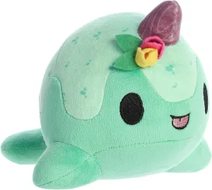 Aurora® Enchanting Tasty Peach® Tulip Nomwhal Stuffed Animal - Bright & Colorful Design - Showpiece Plush - Green 7 Inches