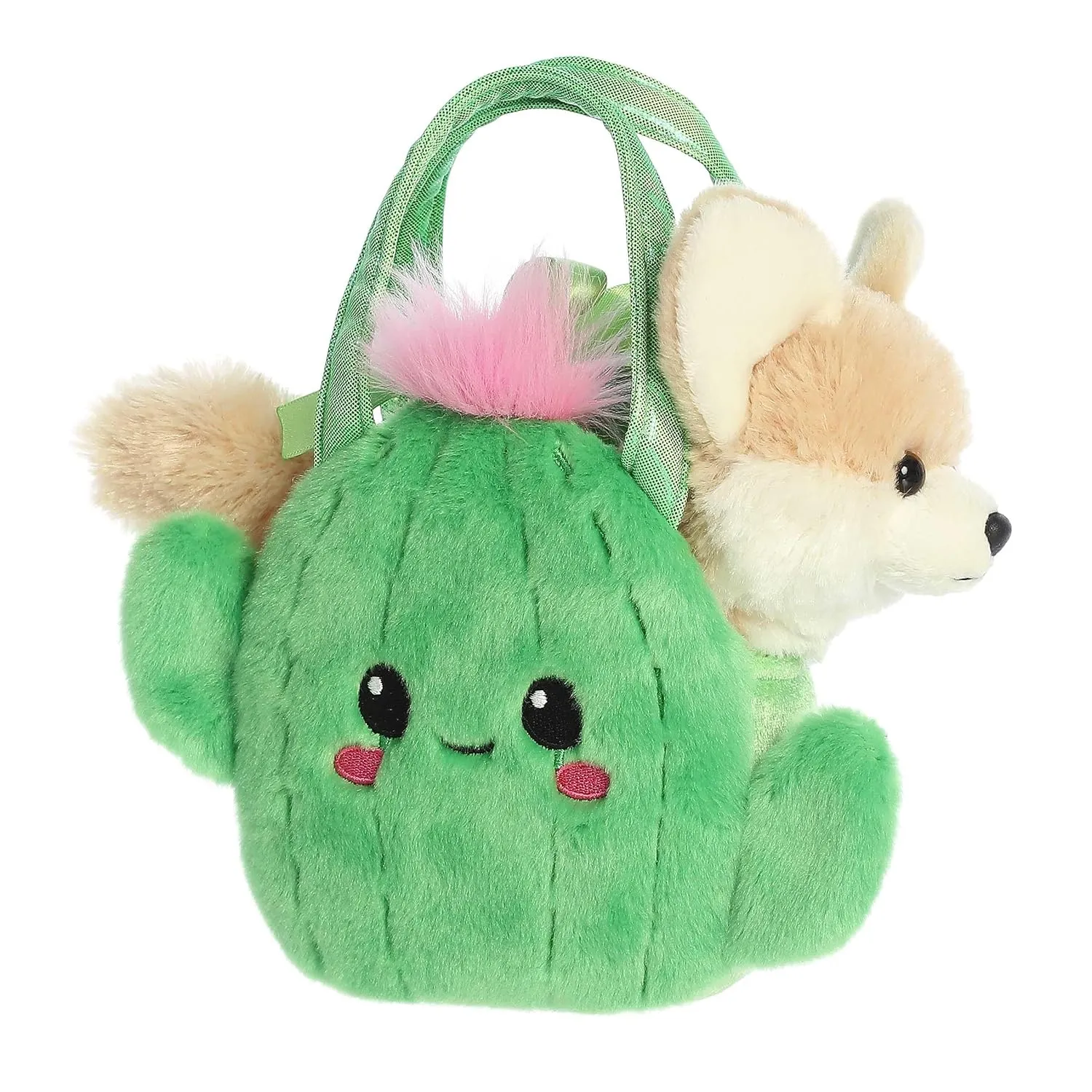 Aurora® Fashionable Fancy Pals™ Smiling Cactus™ Fox Stuffed Animal - On-The-go Companions - Stylish Accessories - Brown 7 Inches
