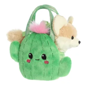 Aurora® Fashionable Fancy Pals™ Smiling Cactus™ Fox Stuffed Animal - On-The-go Companions - Stylish Accessories - Brown 7 Inches