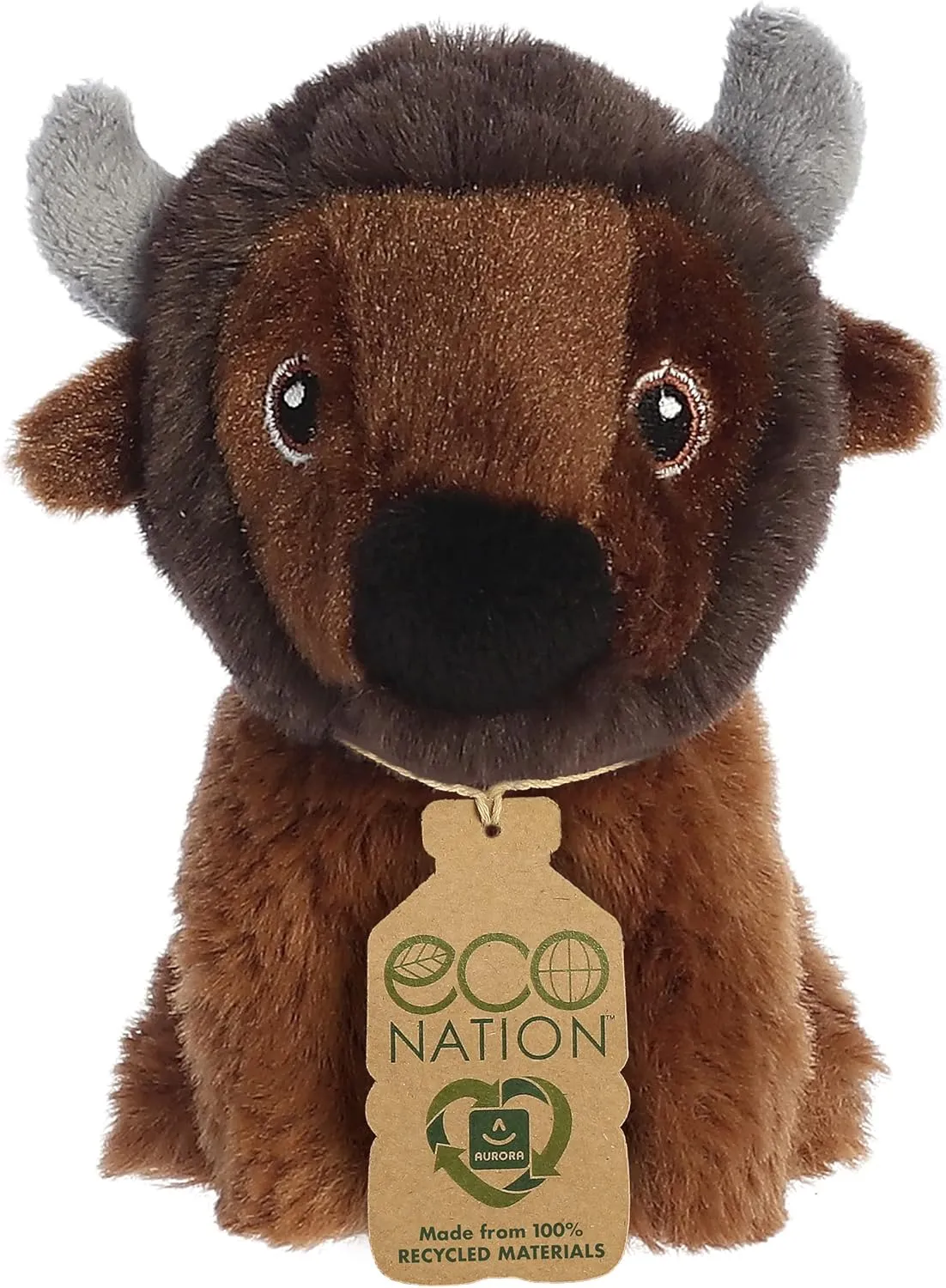 Aurora® Responsibly Made Eco Nation™ Bison Stuffed Animal - Ideal for Playtime Adventures - Perfect for Birthdays or Just Because - Brown 5 Inches