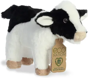 Aurora® Responsibly Made Eco Nation™ Cow Stuffed Animal - Ideal for Playtime Adventures - Perfect for Birthdays or Just Because - White 10 Inches