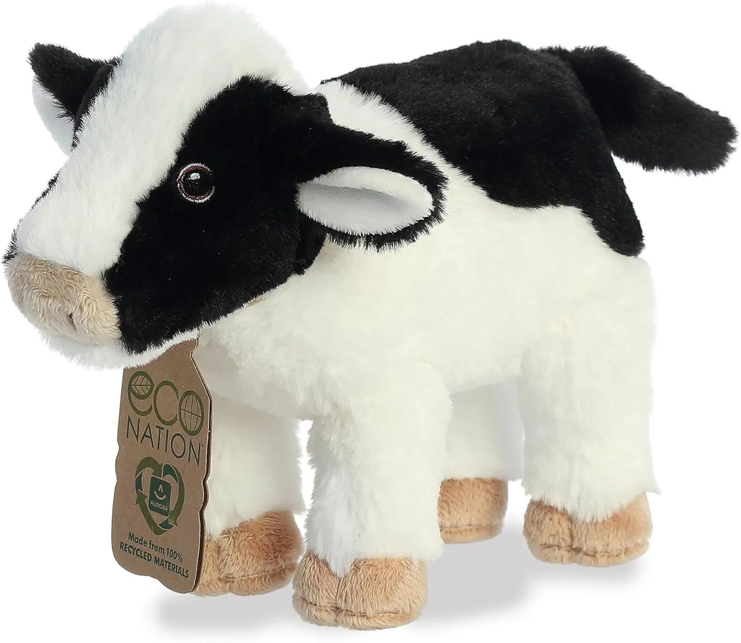 Aurora® Responsibly Made Eco Nation™ Cow Stuffed Animal - Ideal for Playtime Adventures - Perfect for Birthdays or Just Because - White 10 Inches