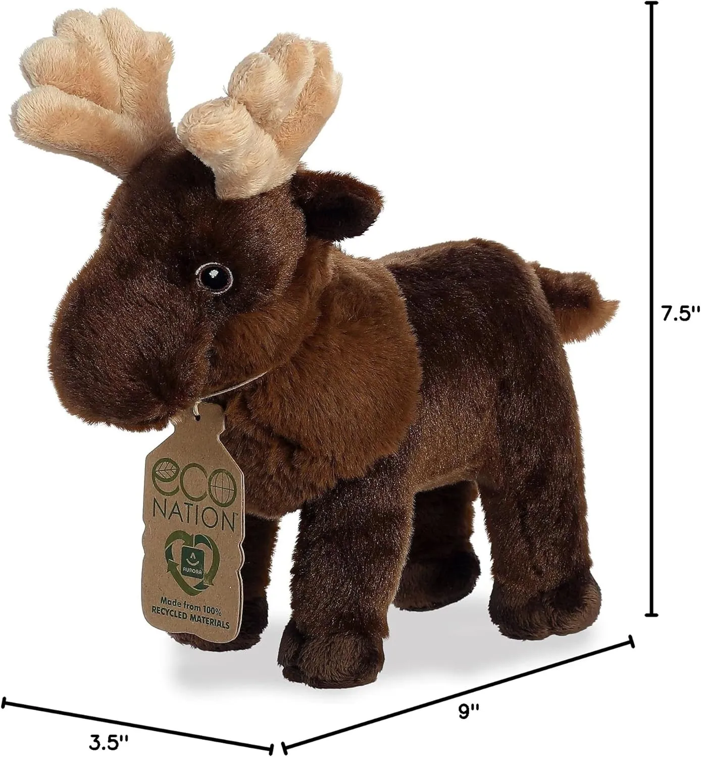Aurora® Responsibly Made Eco Nation™ Moose Stuffed Animal - Ideal for Playtime Adventures - Perfect for Birthdays or Just Because - Brown 10 Inches