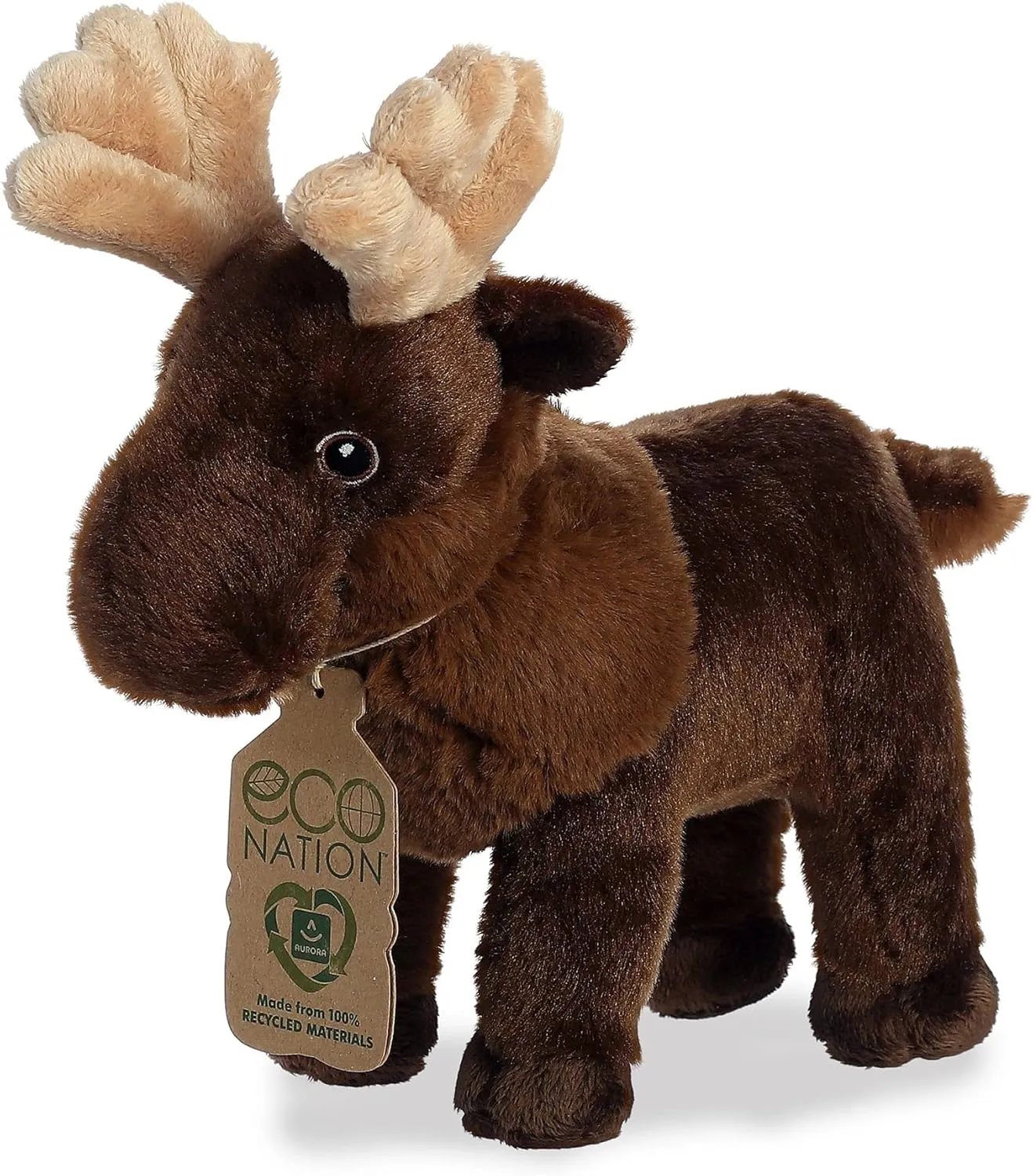 Aurora® Responsibly Made Eco Nation™ Moose Stuffed Animal - Ideal for Playtime Adventures - Perfect for Birthdays or Just Because - Brown 10 Inches