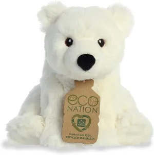 Aurora® Responsibly Made Eco Nation™ Polar Bear Stuffed Animal - Ideal for Playtime Adventures - Perfect for Birthdays or Just Because - White 9.5 Inches