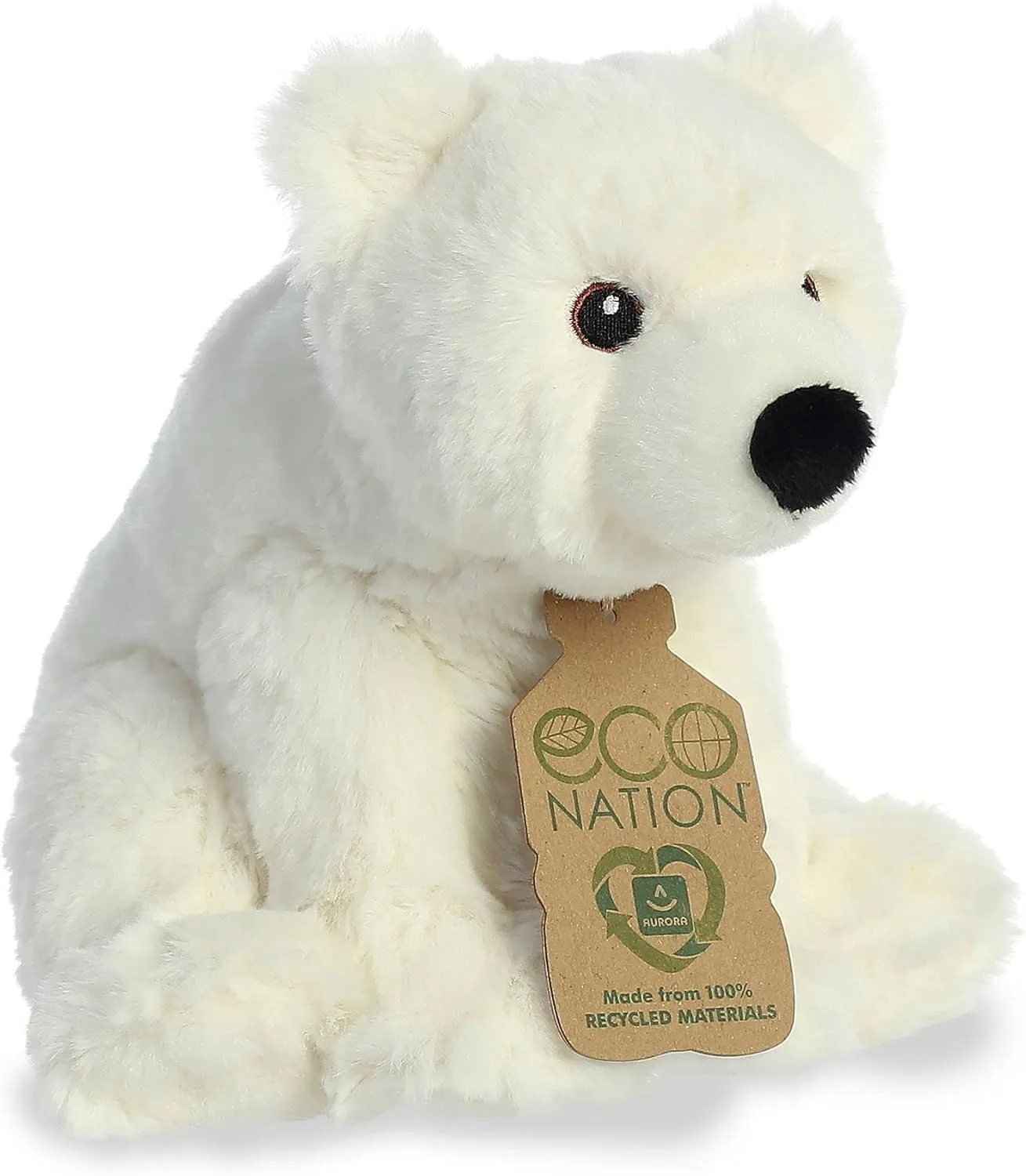 Aurora® Responsibly Made Eco Nation™ Polar Bear Stuffed Animal - Ideal for Playtime Adventures - Perfect for Birthdays or Just Because - White 9.5 Inches
