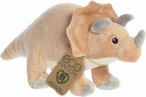 Aurora® Eco-Friendly Eco Nation™ Triceratops Stuffed Animal - Environmental Consciousness - Recycled Materials - Brown 12.5 Inches