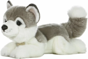 Aurora® Realistic Miyoni® Husky Stuffed Animal - Lifelike Detail - Cherished Companionship - Gray 11 Inches