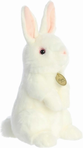 Aurora® Realistic Miyoni® Sitting Pretty™ American White Rabbit Stuffed Animal - Lifelike Detail - Cherished Companionship - White 12 Inches