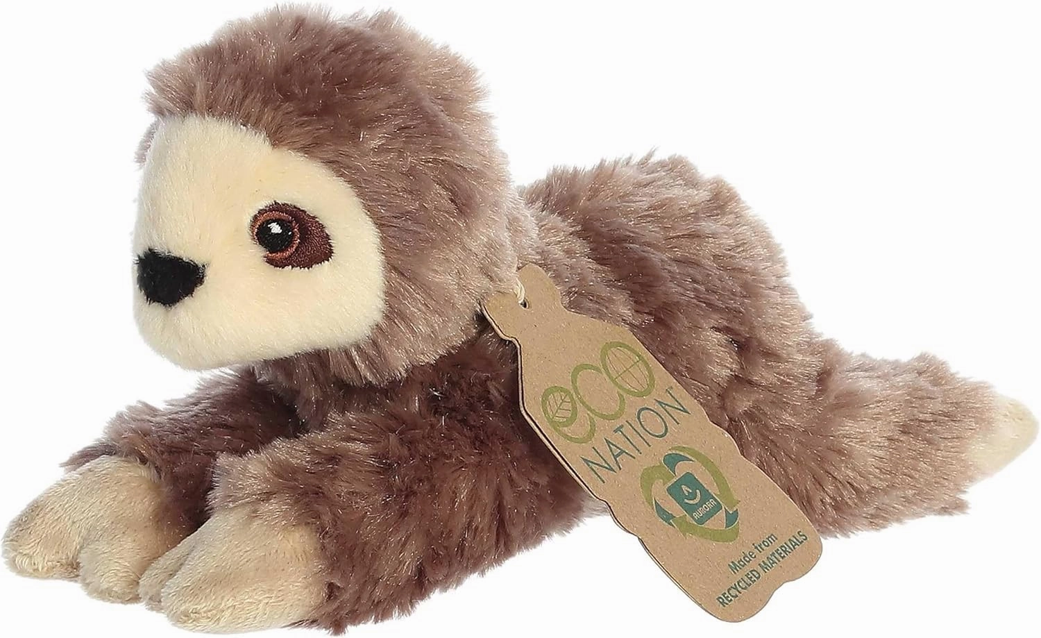 Aurora® Responsibly Made Eco Nation™ Eco Softies™ Sloth Stuffed Animal - Ideal for Playtime Adventures - Perfect for Birthdays or Just Because - Brown 8 Inches
