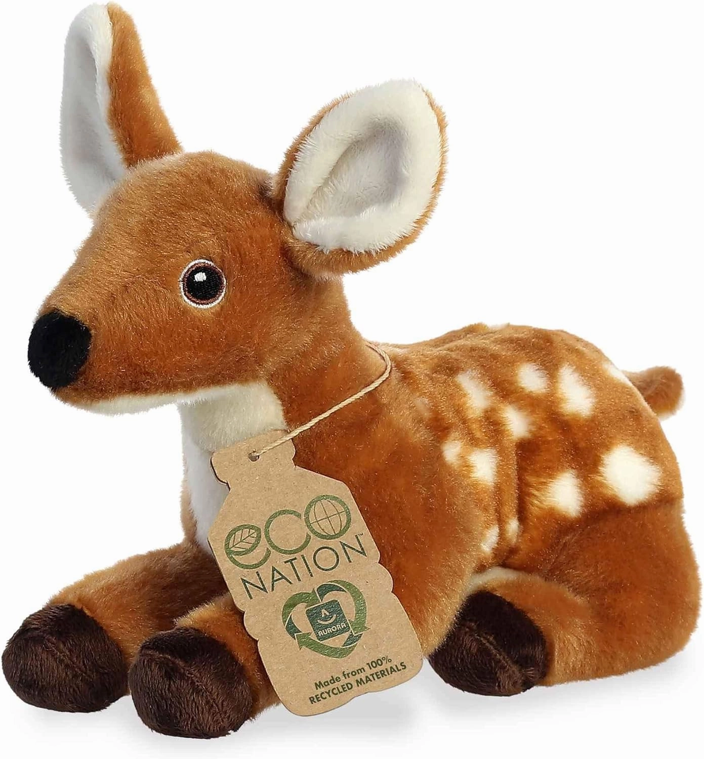 Aurora® Responsibly Made Eco Nation™ Fawn Stuffed Animal - Ideal for Playtime Adventures - Perfect for Birthdays or Just Because - Brown 9 Inches