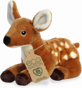 Aurora® Responsibly Made Eco Nation™ Fawn Stuffed Animal - Ideal for Playtime Adventures - Perfect for Birthdays or Just Because - Brown 9 Inches