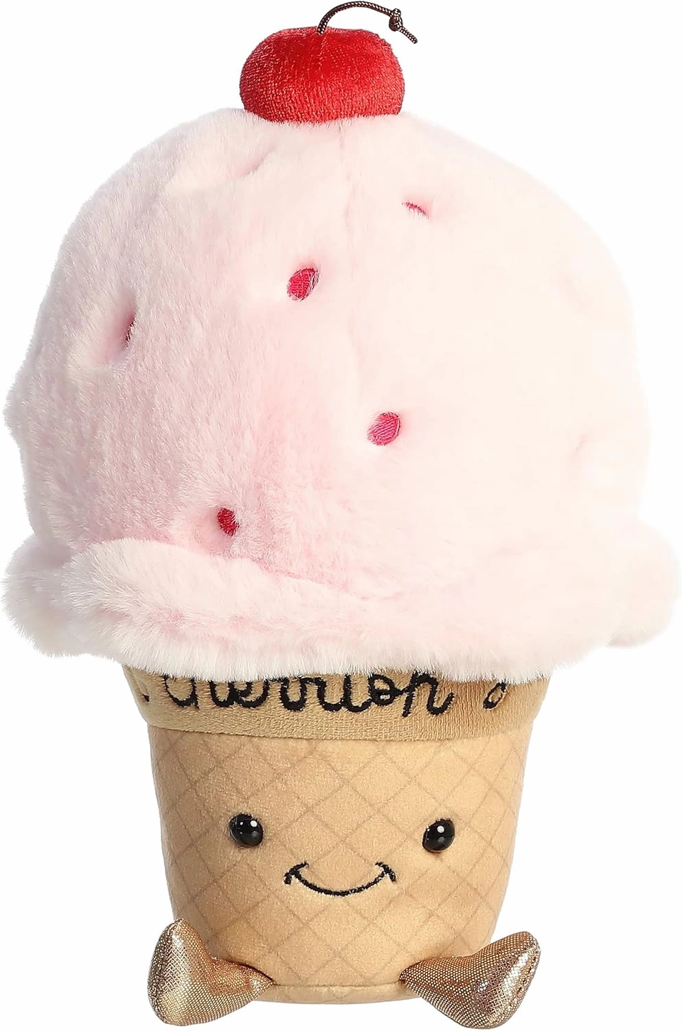 Aurora® Witty JUST Sayin'™ I Cherrish You Ice Cream™ Stuffed Animal - Expressive Characters - Quirky Gift Ideas - Pink 9 Inches