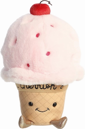 Aurora® Witty JUST Sayin'™ I Cherrish You Ice Cream™ Stuffed Animal - Expressive Characters - Quirky Gift Ideas - Pink 9 Inches