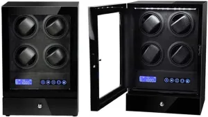 Automatic Watch Winder Box with Watches and Jewellery Storage Drawer LED Backlight and LCD Touchscreen Control B