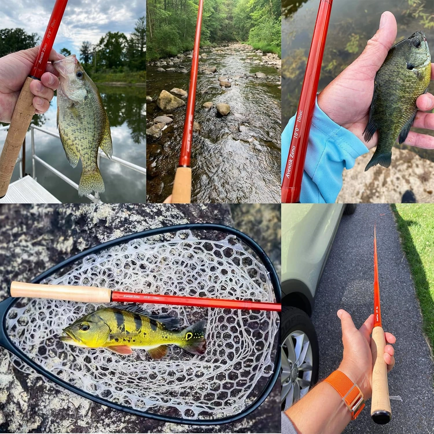 Aventik Zeno Tenkara Rod in 9ft/10ft, Complete Beginner Tenkara Rod Kit, S2 Fiberglass 6:4 Soft M-Action Super Lightweight and Compact Tenkara Fly Fishing Rod