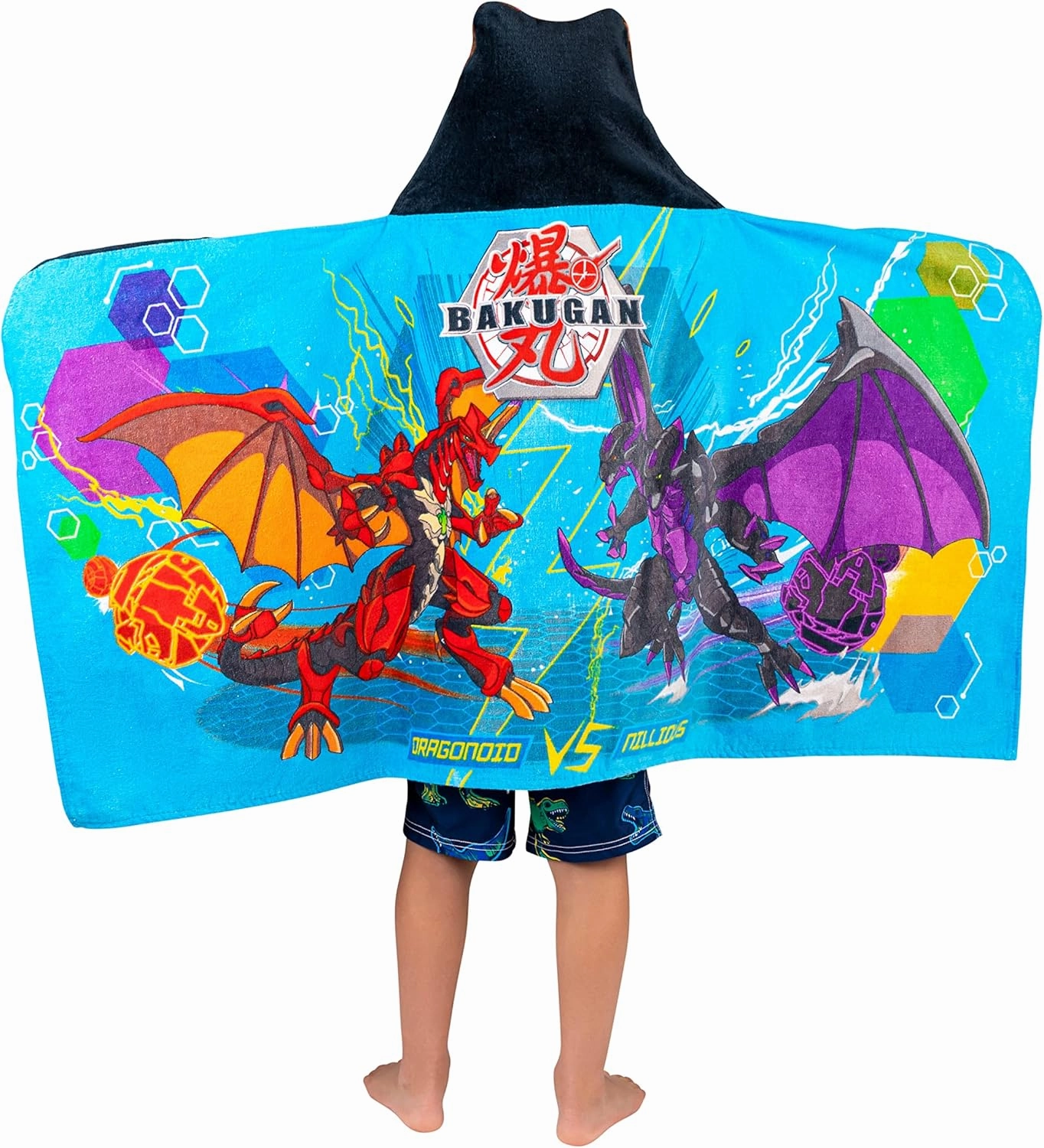 Bakugan Anime Battle Brawlers Bath/Pool/Beach Soft Cotton Terry Hooded Towel Wrap, 24 in x 50 in, By Franco Kids