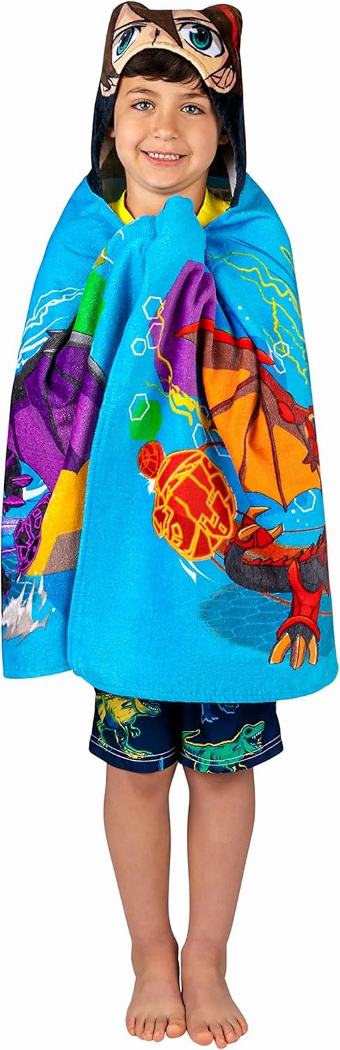 Bakugan Anime Battle Brawlers Bath/Pool/Beach Soft Cotton Terry Hooded Towel Wrap, 24 in x 50 in, By Franco Kids