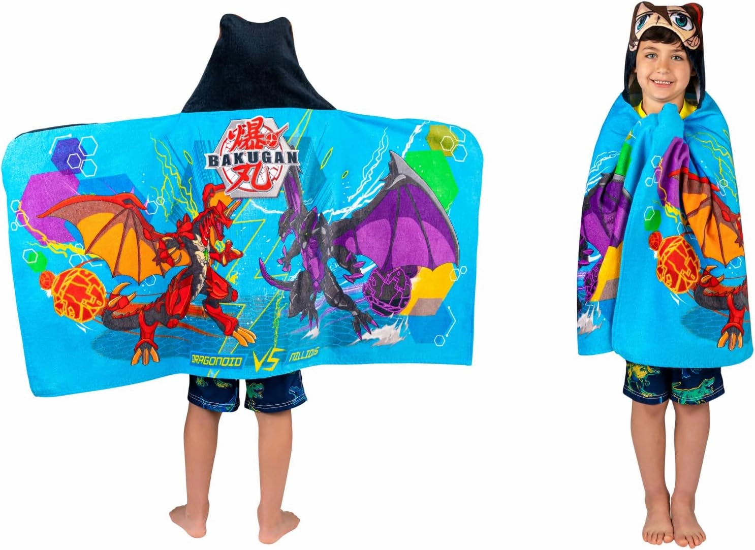 Bakugan Anime Battle Brawlers Bath/Pool/Beach Soft Cotton Terry Hooded Towel Wrap, 24 in x 50 in, By Franco Kids