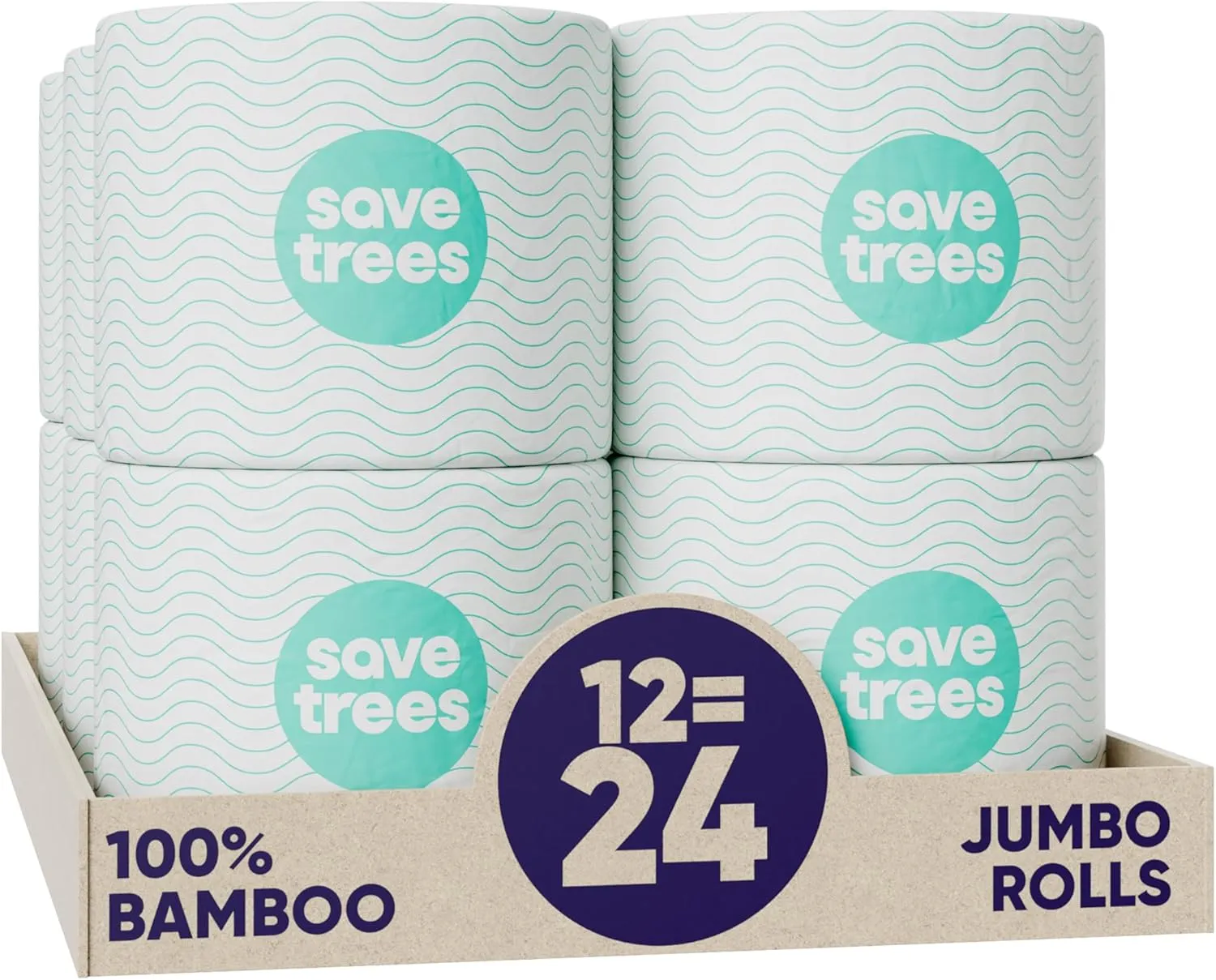 Bamboo Toilet Paper - 12 Rolls Of Organic Toilet Paper, 3-ply, 300 Sheets Per Roll - PFAS Free, FSC Certified, Plastic Free, Vegan & Chemical Free Toilet Paper