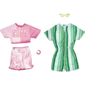 Barbie Clothes, Colorful Fashion Pack and Accessories for Barbie and Ken Dolls, 2 Complete Looks