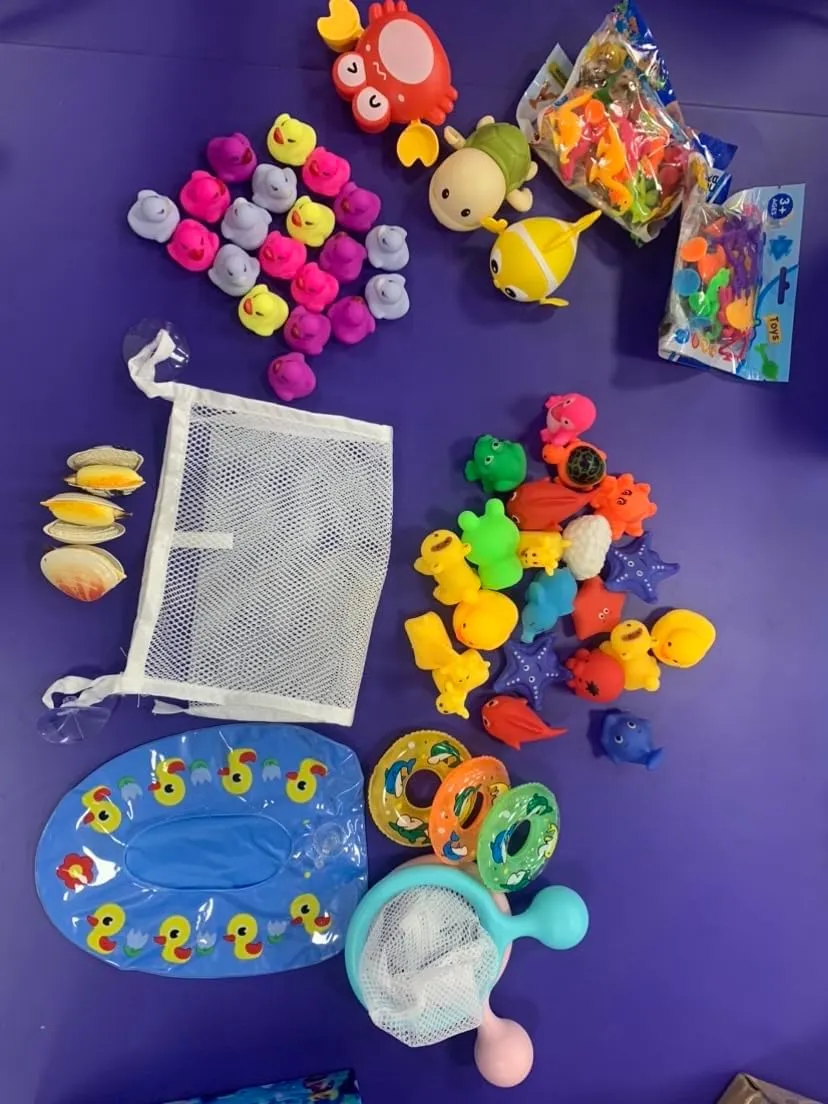 Bath Toys for Kids Ages 3-5, Water Table Bathtub Beach Pool Toy, Mini Ducks Silicone Ocean Dinosaur Animal Suction Cup, Birthday Party Gifts for Toddlers 4-8 8-12 Boys Girls (78)