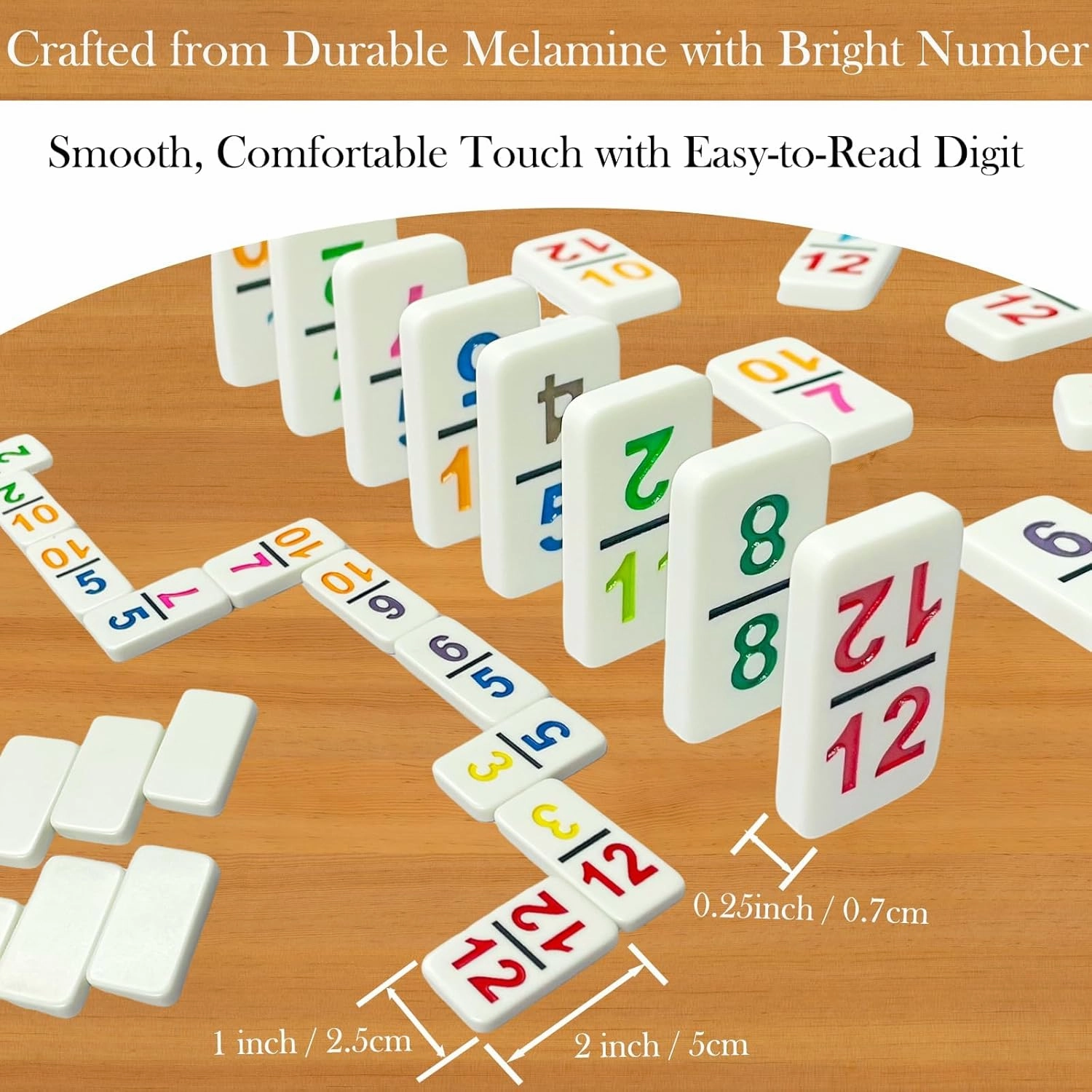 BATURU Double 12 Mexican Train Dominoes Set, Dominos Set for Adults - 91 Numer Tiles with Carry Case, Mexican Train Games for Adults & Family Game Night, Travel Games, Dad Gifts(6 Racks)