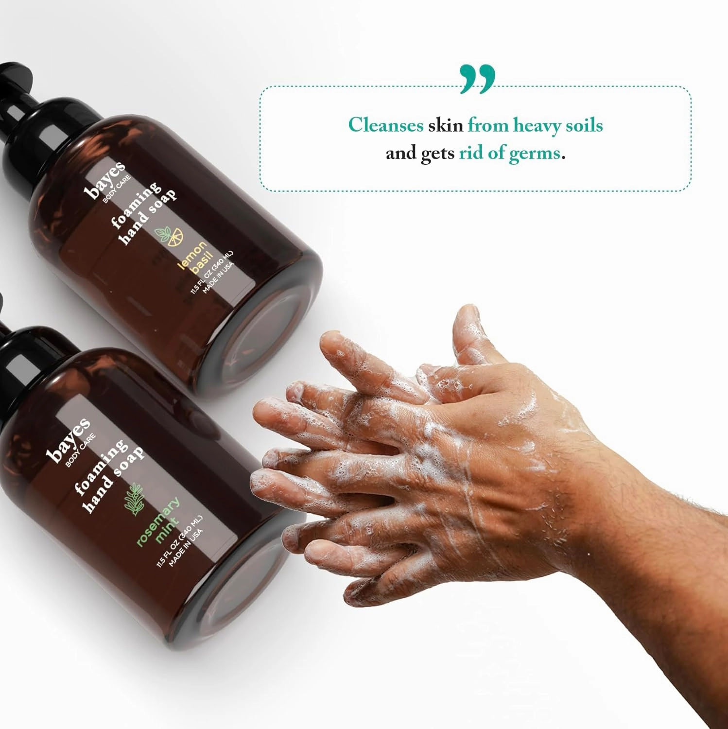 Bayes Foaming Hand Soap - Aromatic and Nourishing Hand Wash, Infused with Natural Essential Oils - USDA Certified Biobased - 11.5 Ounce, Eucalyptus Lavender, 3 Pack