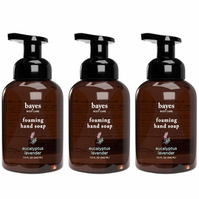 Bayes Foaming Hand Soap - Aromatic and Nourishing Hand Wash, Infused with Natural Essential Oils - USDA Certified Biobased - 11.5 Ounce, Eucalyptus Lavender, 3 Pack