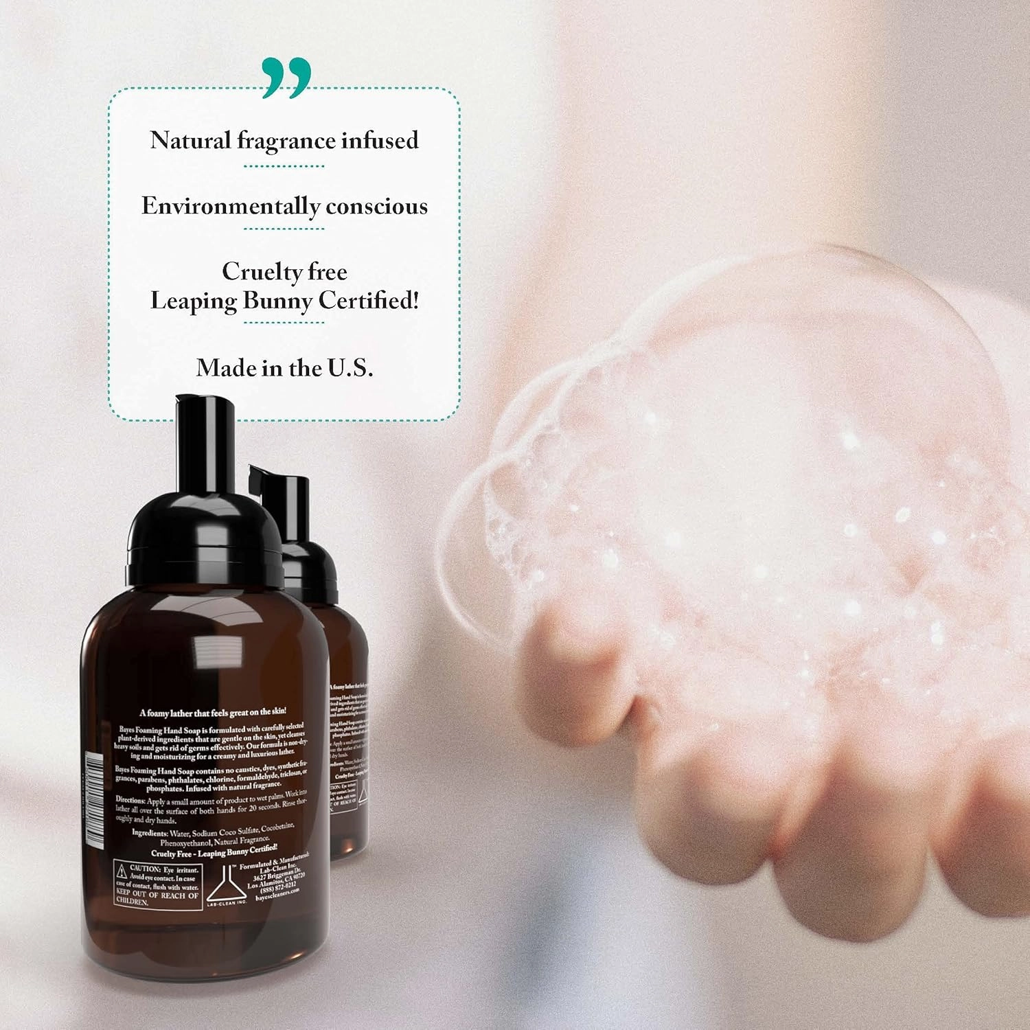 Bayes Foaming Hand Soap - Aromatic and Nourishing Hand Wash, Infused with Natural Essential Oils - USDA Certified Biobased - 11.5 Ounce, Eucalyptus Lavender, 3 Pack