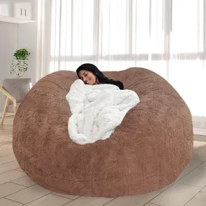 Bean Bag Chair for Adults Kids No Filling Soft Oversized Round Bean Bag Couch Lazy Sofa Cover Love Sack for Bedroom Reading Chair, 5FT, Khaki