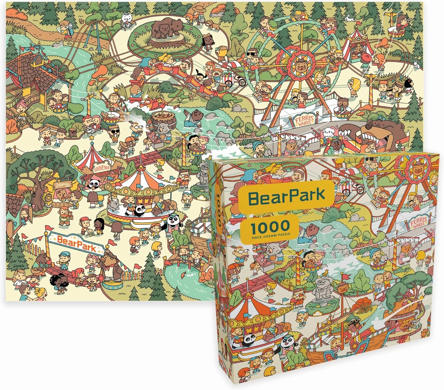 Bear Park - Discover a 1000-Piece Bear-Themed Animal Puzzle Adventure! Engage with Unique Puzzles for Adults. A Fun, Immersive Amusement Park Puzzle Experience Featuring Whimsical Bears.