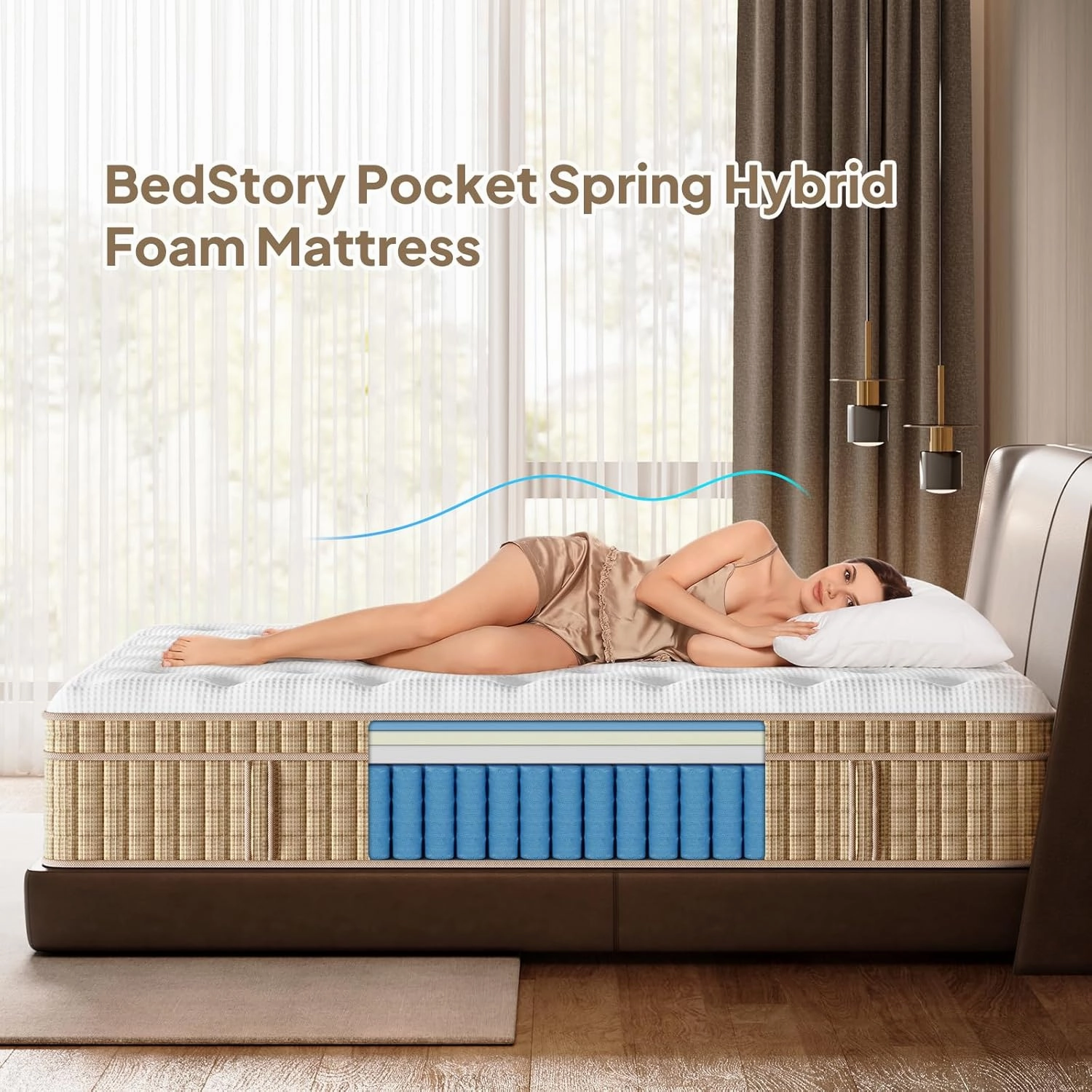 BedStory King Mattress 12 Inch Hybrid Plush Mattresses Gel Memory Foam & Pocket Spring Bed for Back Pain Relief, Fiberglass-Free, CertiPUR-US