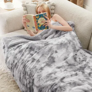 Bedsure Sherpa Fluffy Throw Blanket -Fleece Soft, Warm and Cozy Throw for Women, Plush & Fuzzy Faux Fur Blanket for Couch, Sofa and Bed Decor, Tie Dye Design, Light Grey, 50x60 Inches