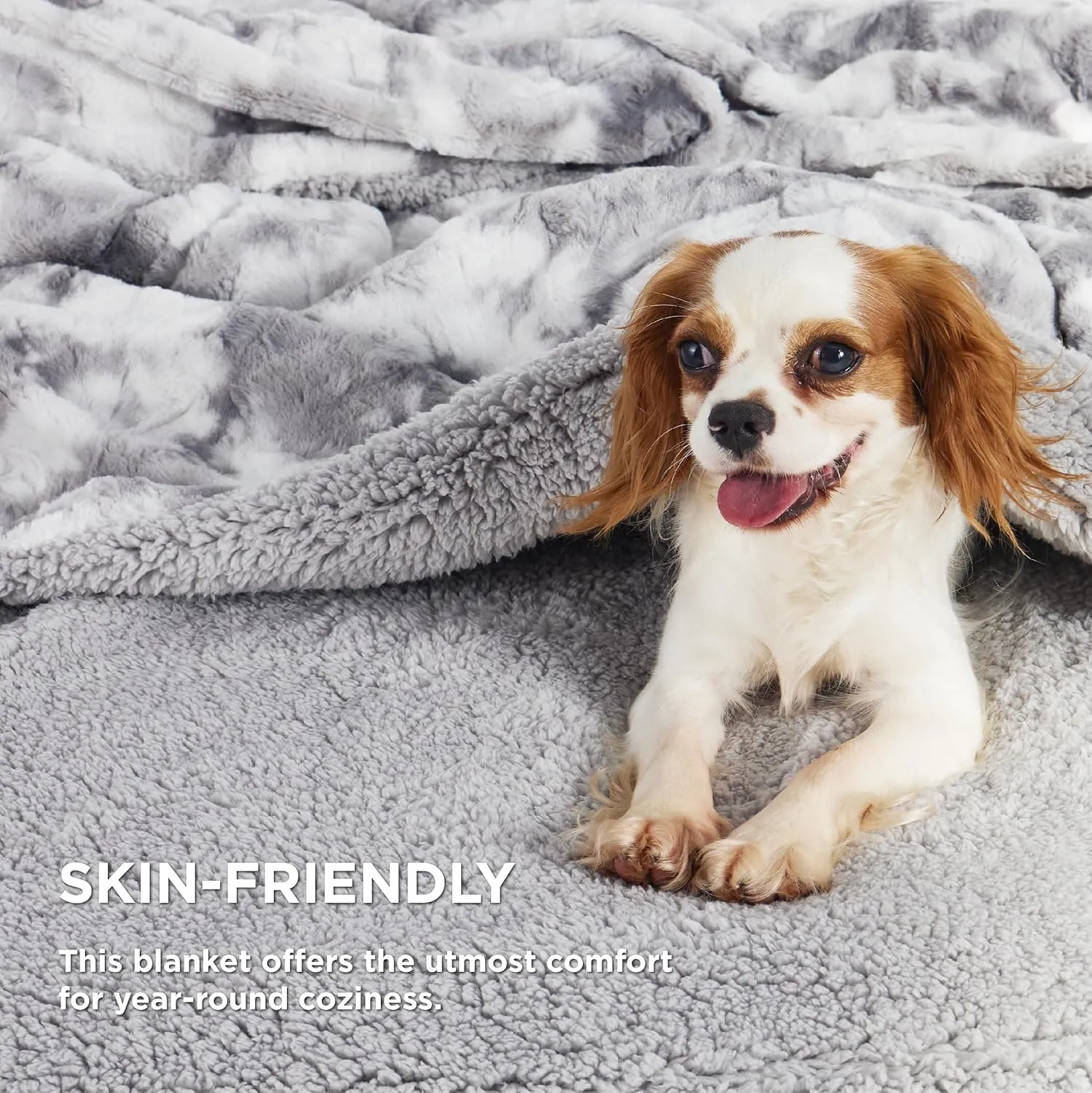 Bedsure Sherpa Fluffy Throw Blanket -Fleece Soft, Warm and Cozy Throw for Women, Plush & Fuzzy Faux Fur Blanket for Couch, Sofa and Bed Decor, Tie Dye Design, Light Grey, 50x60 Inches